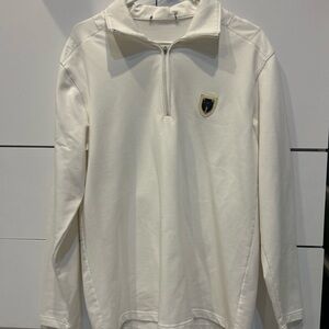 Cream Half-Zip Pullover with Crest Patch